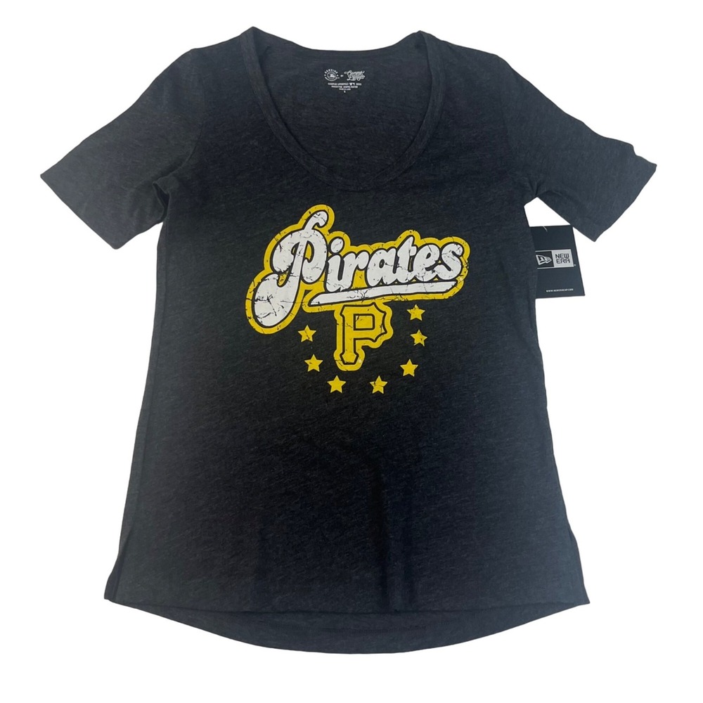 New Era Pittsburgh Pirates Shirt Womens Small Gray MLB Graphic Tee Sporty New